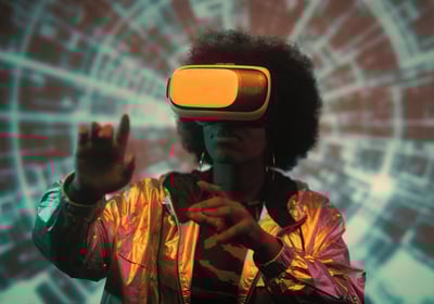 Lady Using a Virtual Reality Headset