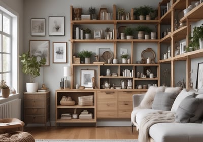 A person is seated at a cluttered workspace, organizing or packaging items. Several clipboards with papers, a notebook, and a variety of tools and boxes are scattered across a wooden table. The individual is wearing a white shirt and appears to be focused on their task.