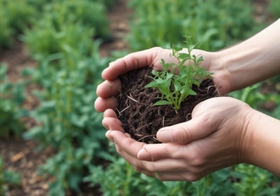 A barn interior featuring several cows tethered in stalls, with farmhands attending to them. The barn has concrete walls, a high ceiling, and a large opening at one end allowing natural light to enter. A farmer holding equipment walks along the center aisle lined with straw.