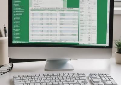 A laptop displaying a wireframe design for a website. The screen shows multiple pages with sections labeled for a landing page, product details, and about information. The background contains a blurred backpack.