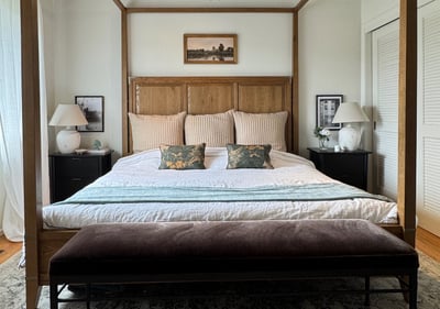 moody and organic bedroom design in mill valley marin county