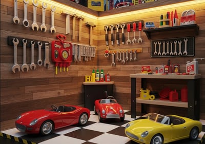 car garage, mini car mechanic 