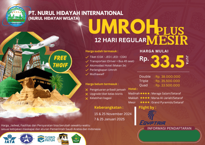 umroh plus cairo mesir november 2024 januari 2025