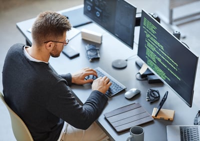 Programmer coding at work