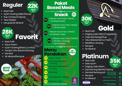 Brosur menu prasmanan Paket nasi Box – Catering Andini Makassar