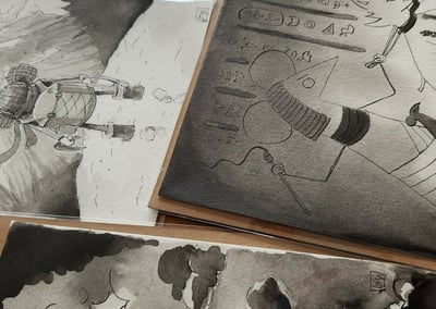 des dessins a l'encre de chine