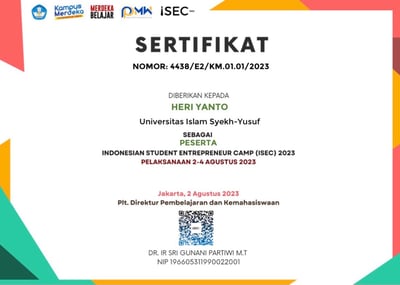 Heriyanto Invitation to Indonesia Student Entrepreneur Camp (ISEC)