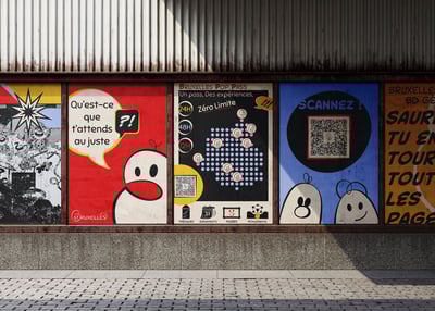 Lot d'affiches avec illustrations pour city pass de bruxelles