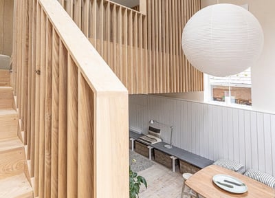 a staircase leading to a loft apartment