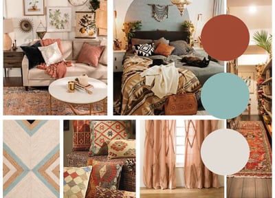 Moodboard is a collage of different types of furniture and decor