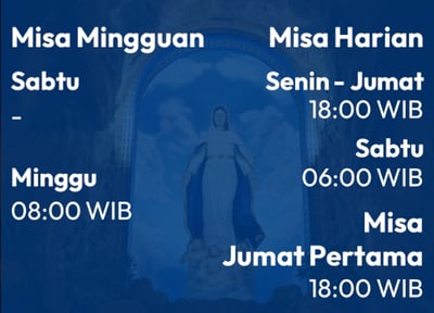 Jadwal Misa Gereja Santo Yohanes Don Bosco, Tanjung Uban