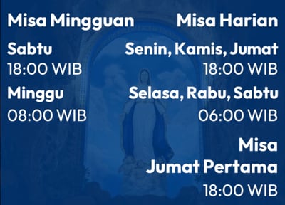 Jadwal Misa Gereja Katolik Kristur Raja, Tanjungpinang