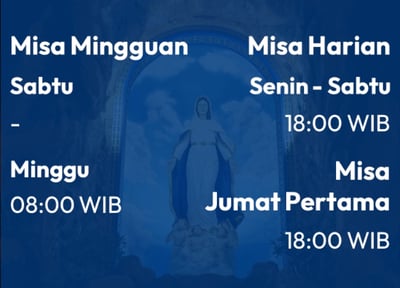 Jadwal Misa Gereja St. Maria Assumpta, Toboali