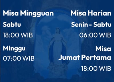 Jadwal Misa Gereja Regina Pacis, Tanjung Pandan