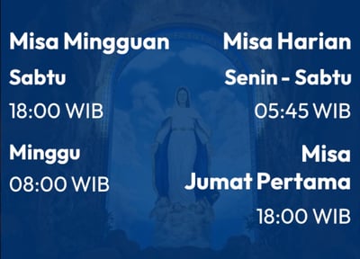 Jadwal Misa Gereja St. Perawan Maria Pengantara Segala Rahmat, Sungailiat