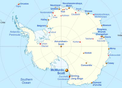 Map of Active Stations in Antarctica