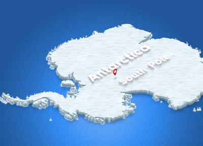 Map of Antarctica. 3D isometric perspective illustration