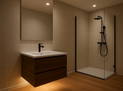 bagno moderno con mobile led illuminazione