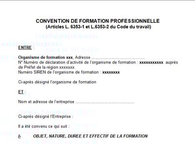 Modèle convention de formation