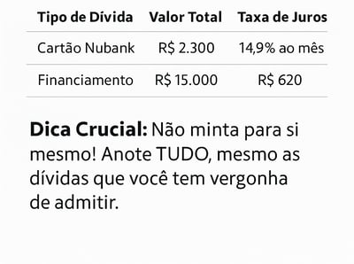 Tabela com Exemplo de Diagnóstico Financeiro