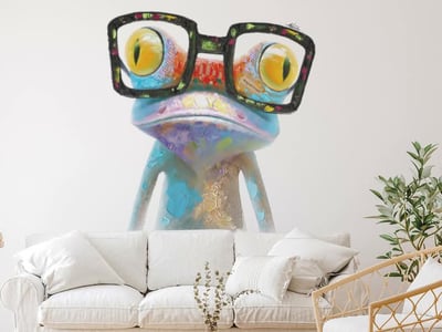 a custom printed frog mural
