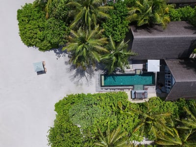 Four Seasons Landaa  Beach Villa Drone View