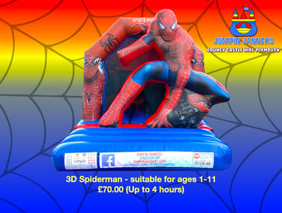 3D Spiderman Bouncy Castle Hire Plymouth - Jumpin Janners