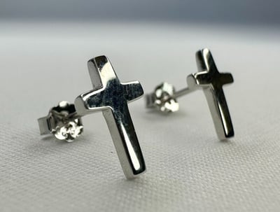 Thick Cross Stud Sterling Silver Earrings