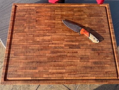 Large Bourbon Barrel cutting board with juice grove