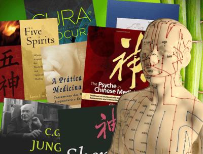 a man with a lot of medical books on display