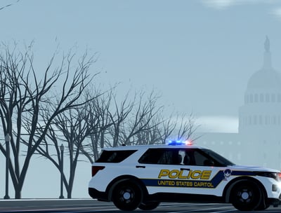 Capital Police vehicle parked near the capital building
