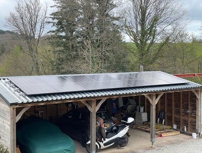 Car port with solar panels on