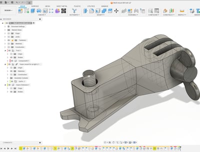 a computer screen showing a 3d printed model of a mount