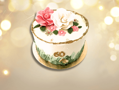 pacote de festa bolos de sonho a cake with a white and pink flower on top of it