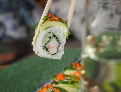 Close up of a sushi roll