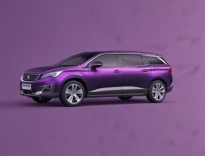Une voiture violette de type 5008 attendant un lavage à Toulouse