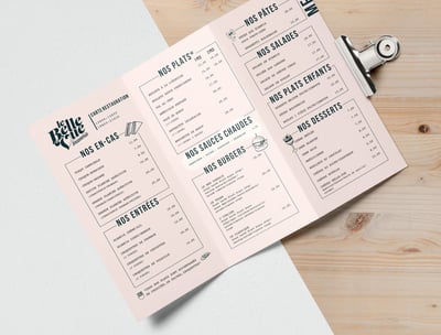 Menu Belle Vue Esneux - par Soleado studio - agence de graphisme à Liège