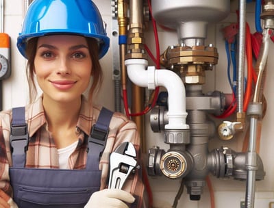 A woman ready to handle plumbing in every emergency situation. You can count on our services.
