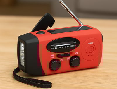 Notfallradio mit Kurbel und Solarspeicher