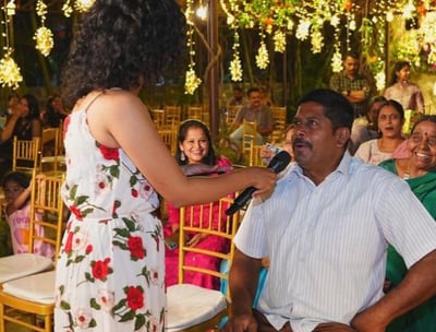  woman asking questions in wedding ceremony