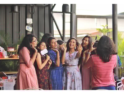 Group of girls celebrating