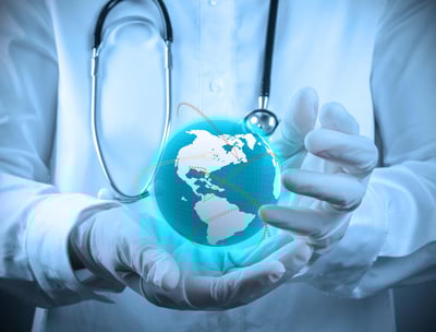 a doctor holding a globe in his hands