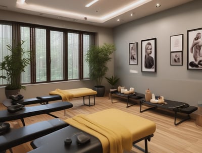 A modern gym outfitted with rows of treadmills and step machines, organized neatly in a spacious room with wooden floors. Large mirrors line the walls, enhancing the perception of space and reflecting the equipment.