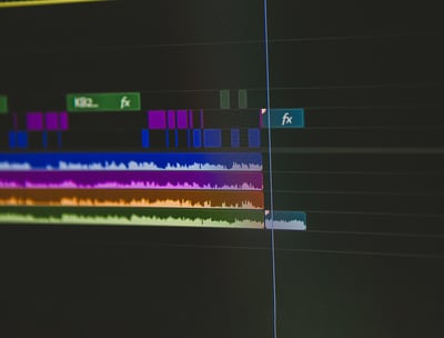 Adobe Premeire Pro editing timeline for podcast editing.