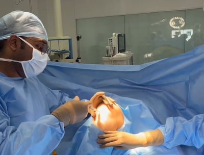 Surgeon injecting Stem cells to knee