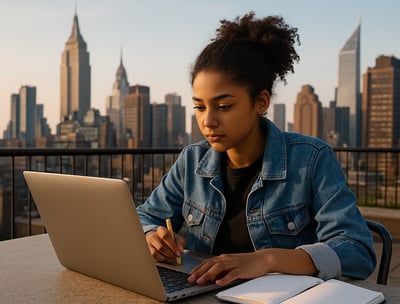 Student working at a computer