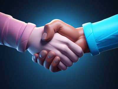 a pair of handshake handshake with a blue background