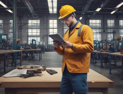 A multi-story building with a business on the ground floor displaying a sign for an architectural company. The facade includes balconies with railings. In front of the entrance, there is a table covered with a red cloth, adorned with decorative floral arrangements. Motorbikes are parked along the sidewalk and there are some potted plants on a ledge above the entrance.