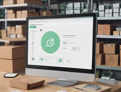 A laptop with an open screen displaying dashboard analytics featuring charts, graphs, and numerical data related to sales and subscriptions. The interface is predominantly dark-themed with sections highlighting key performance metrics. The device shown is a MacBook Pro, indicated by the keyboard layout and branding.