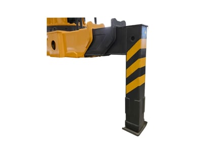 Heavy-duty outrigger for a Zorylift truck mounted crane, providing a robust, stable base for safe lifting.